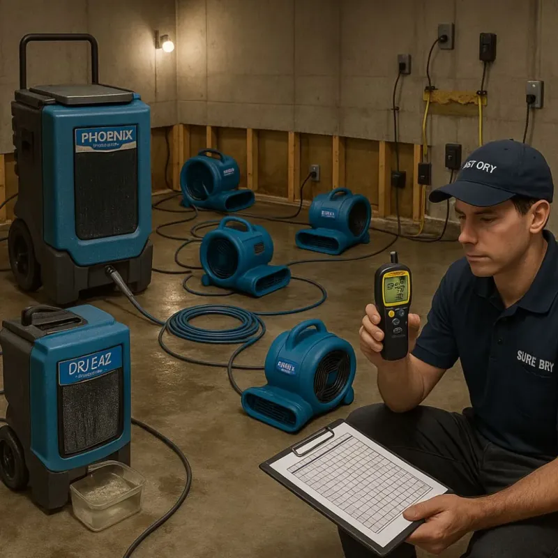 Structural Drying and Dehumidification process in Buena Park, CA
